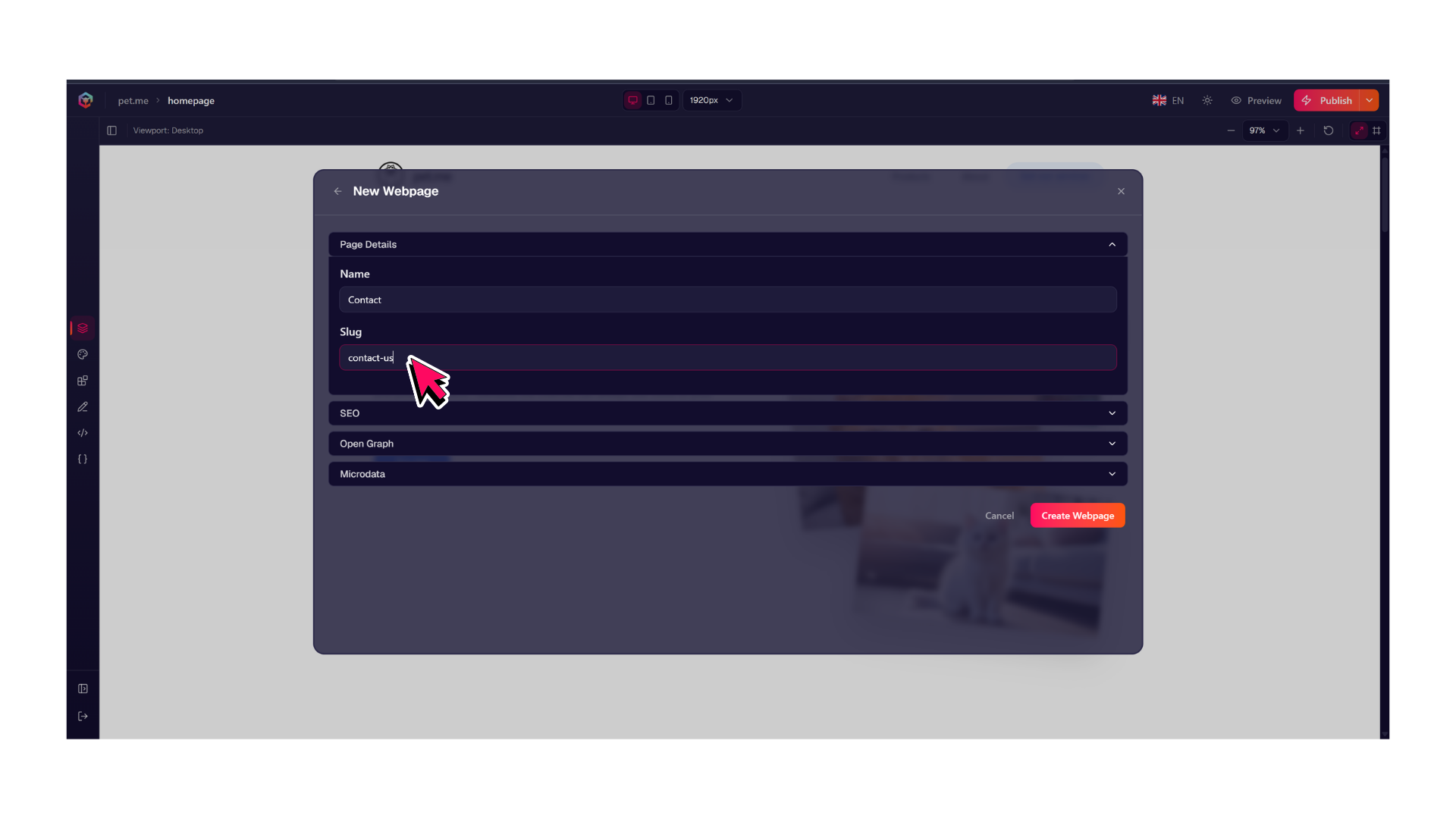 Editing or renaming a webpage